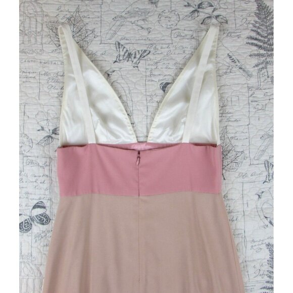 PERFECT Jill Stuart Tricolor Pink V-neck Colorblock Halter Gown Dress womens 2 - Picture 7 of 7